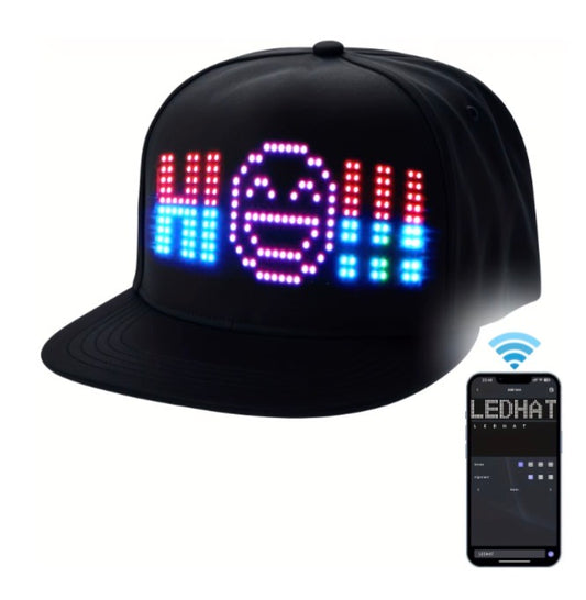 2025 New LED Cap, Multi-Language APP Control DIY Editing Light up Cool Hat (Text, Music, Image, Drawing) for Men Women