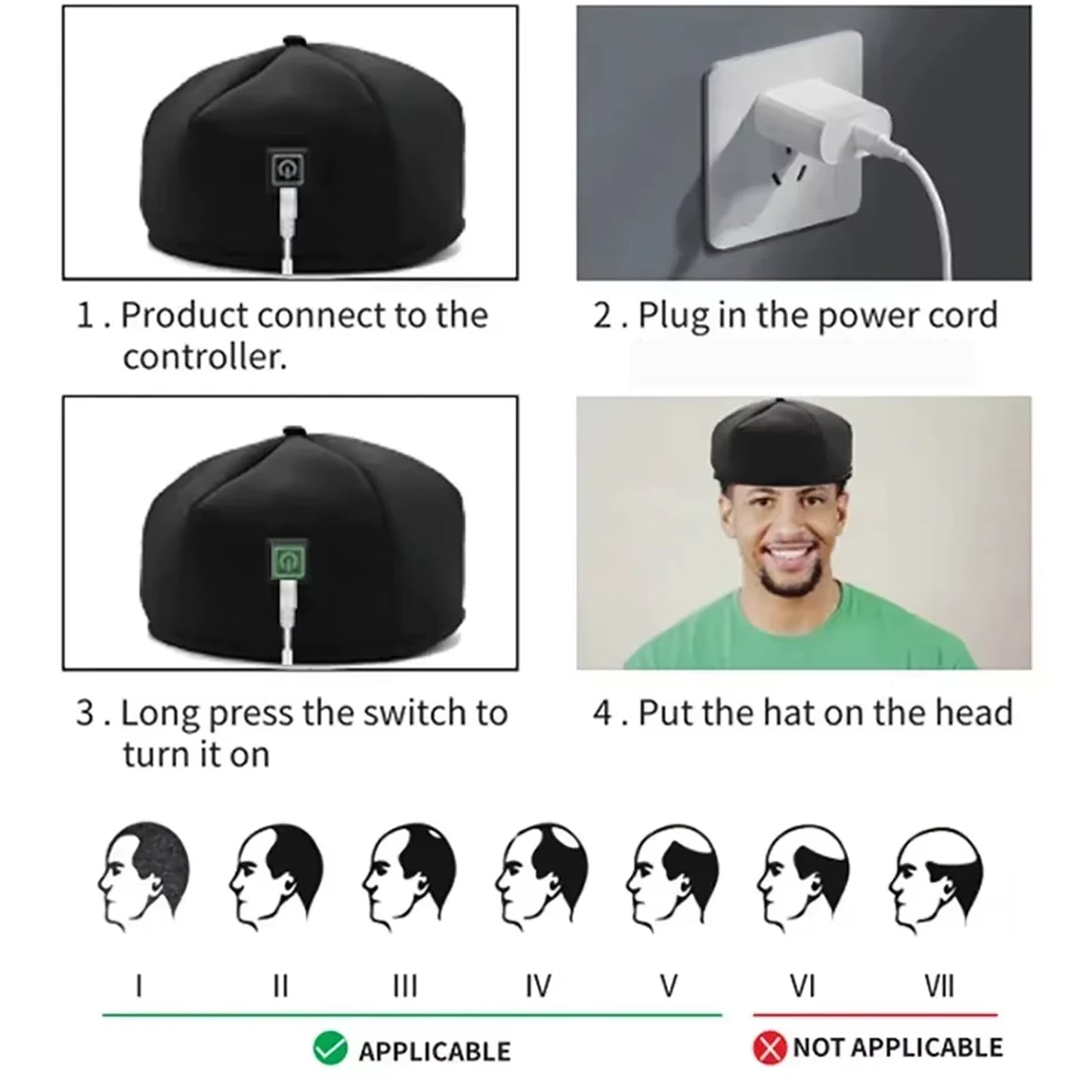 Red Light Therapy Hat near Infrared LED Treatment Cap for Hair Growth Head Relaxation Scalp Relief Prevention Loss Device